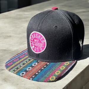 Crushed Moto MX Dirtbike Black Knit Coogi Style Texture SnapBack Hat Cap